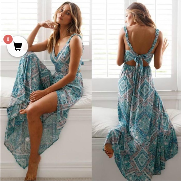 Blue Sleeveless Scoop Neck Resort Maxi Dress - Picture 2 of 3